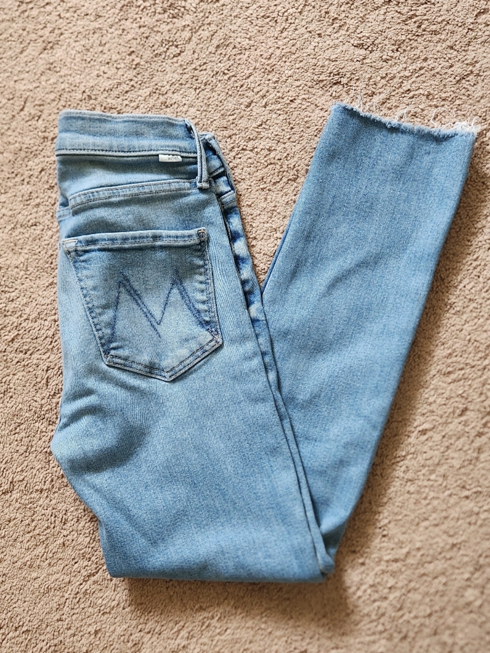 MOTHER THE MID RISE DAZZLER ANKLE FRAY jeans Riding The Cliffside Wash-Sz 27